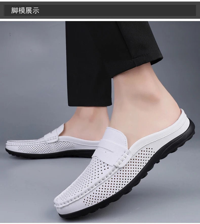 Men's shoes four seasonal new hollow out fashion leather shoes soft sole breathable non slip lightweight plus size casual shoes - Good Gifts, Gurl