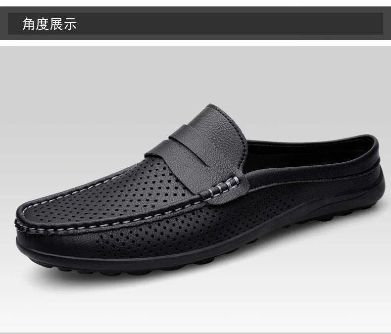 Men's shoes four seasonal new hollow out fashion leather shoes soft sole breathable non slip lightweight plus size casual shoes - Good Gifts, Gurl