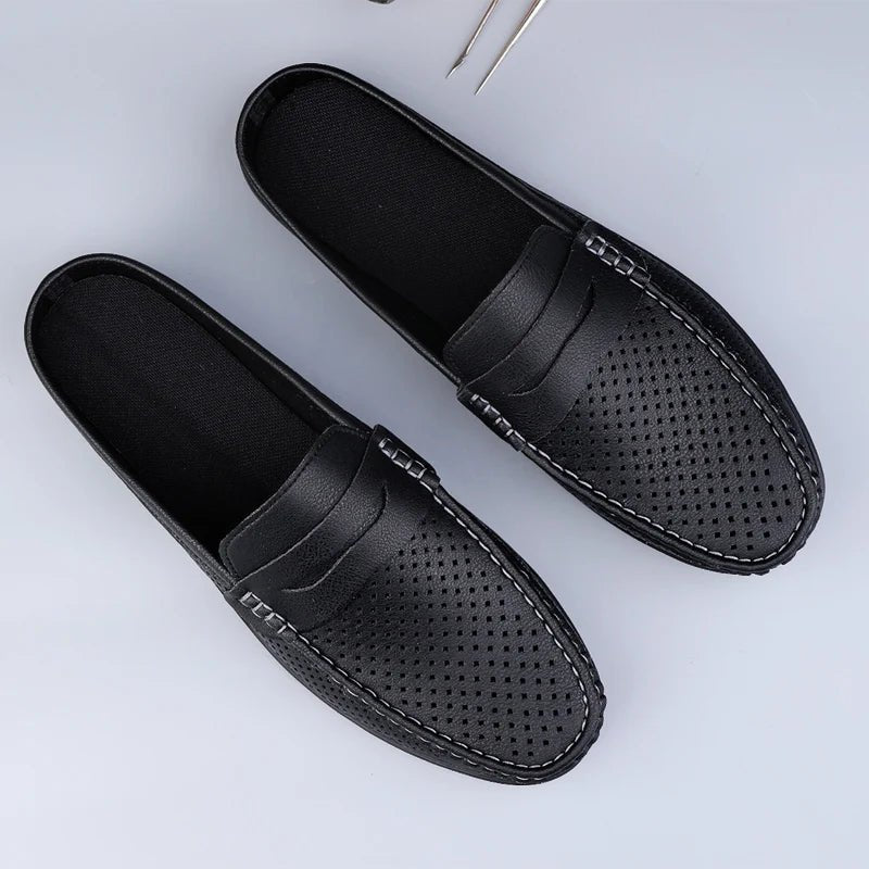 Men's shoes four seasonal new hollow out fashion leather shoes soft sole breathable non slip lightweight plus size casual shoes - Good Gifts, Gurl
