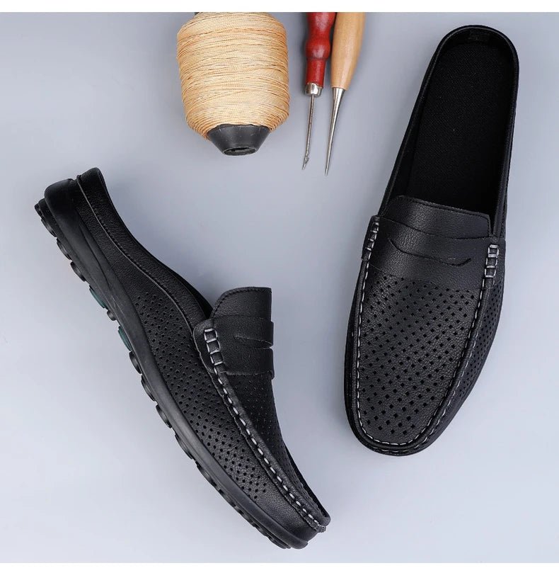 Men's shoes four seasonal new hollow out fashion leather shoes soft sole breathable non slip lightweight plus size casual shoes - Good Gifts, Gurl