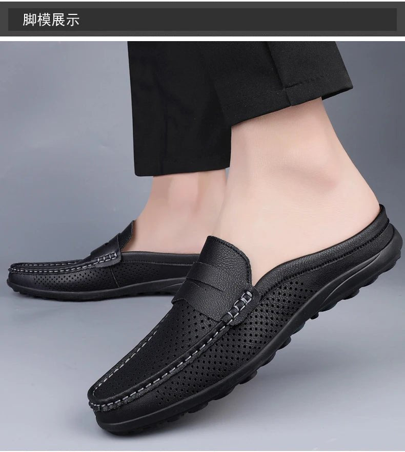 Men's shoes four seasonal new hollow out fashion leather shoes soft sole breathable non slip lightweight plus size casual shoes - Good Gifts, Gurl