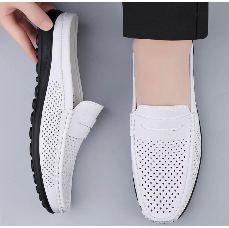 Men's shoes four seasonal new hollow out fashion leather shoes soft sole breathable non slip lightweight plus size casual shoes - Good Gifts, Gurl