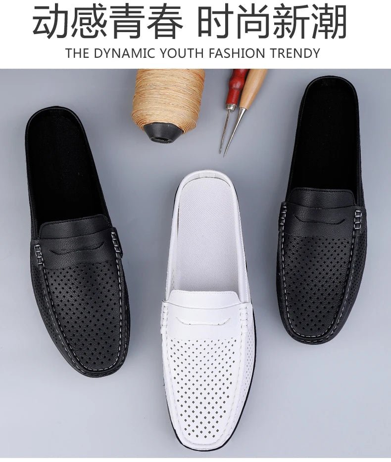 Men's shoes four seasonal new hollow out fashion leather shoes soft sole breathable non slip lightweight plus size casual shoes - Good Gifts, Gurl
