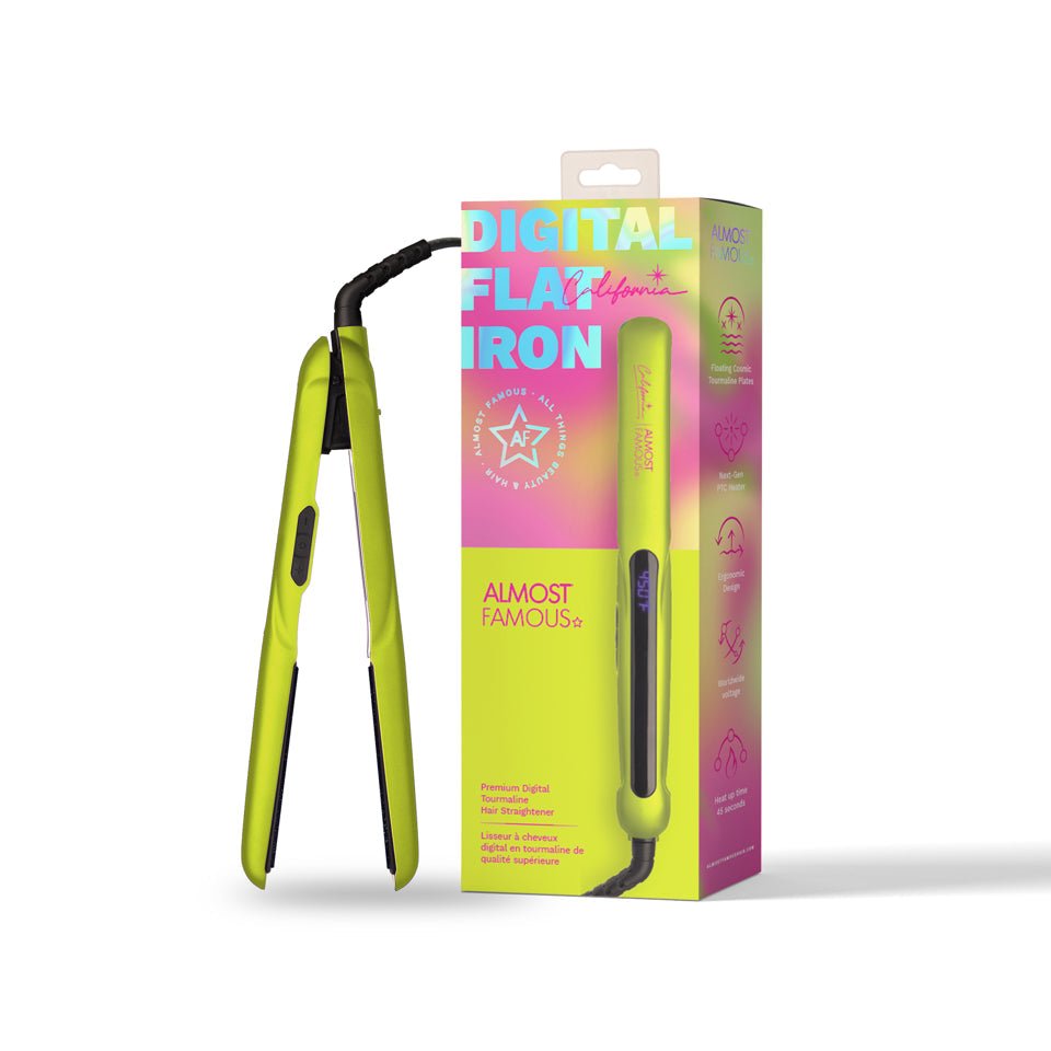 New 1.25" Digital Professional Flat Iron with Extra Wide Plates - California Collection/Yellow - Good Gifts, Gurl