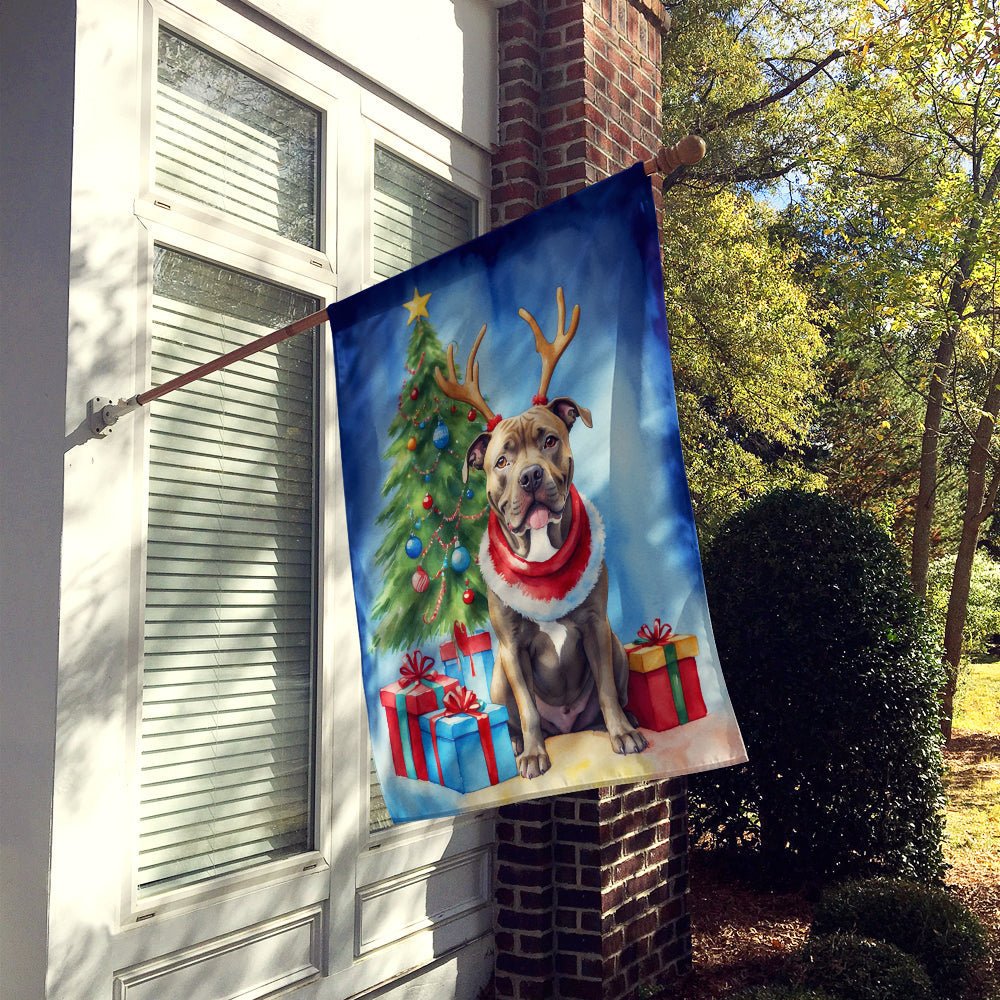 Pit Bull Terrier Christmas Reindeer House Flag - Good Gifts, Gurl