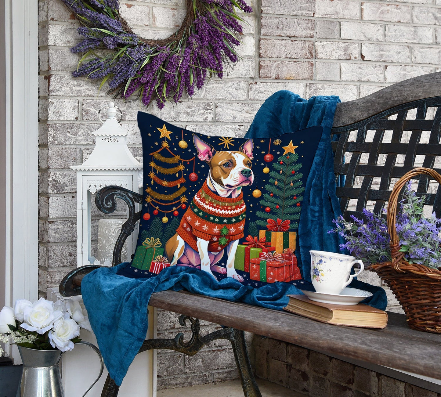 Pit Bull Terrier Christmas Throw Pillow - Good Gifts, Gurl