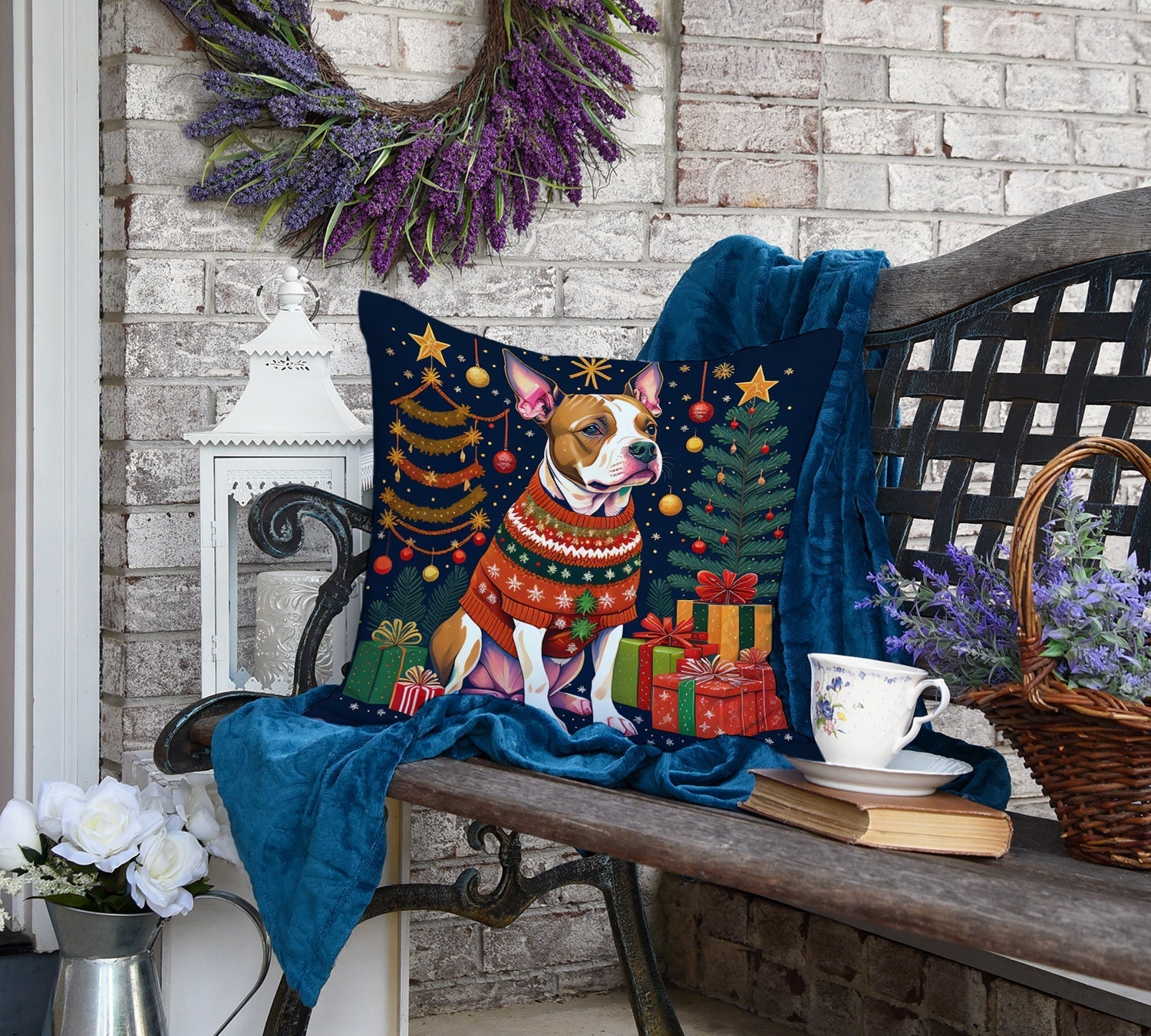 Pit Bull Terrier Christmas Throw Pillow - Good Gifts, Gurl