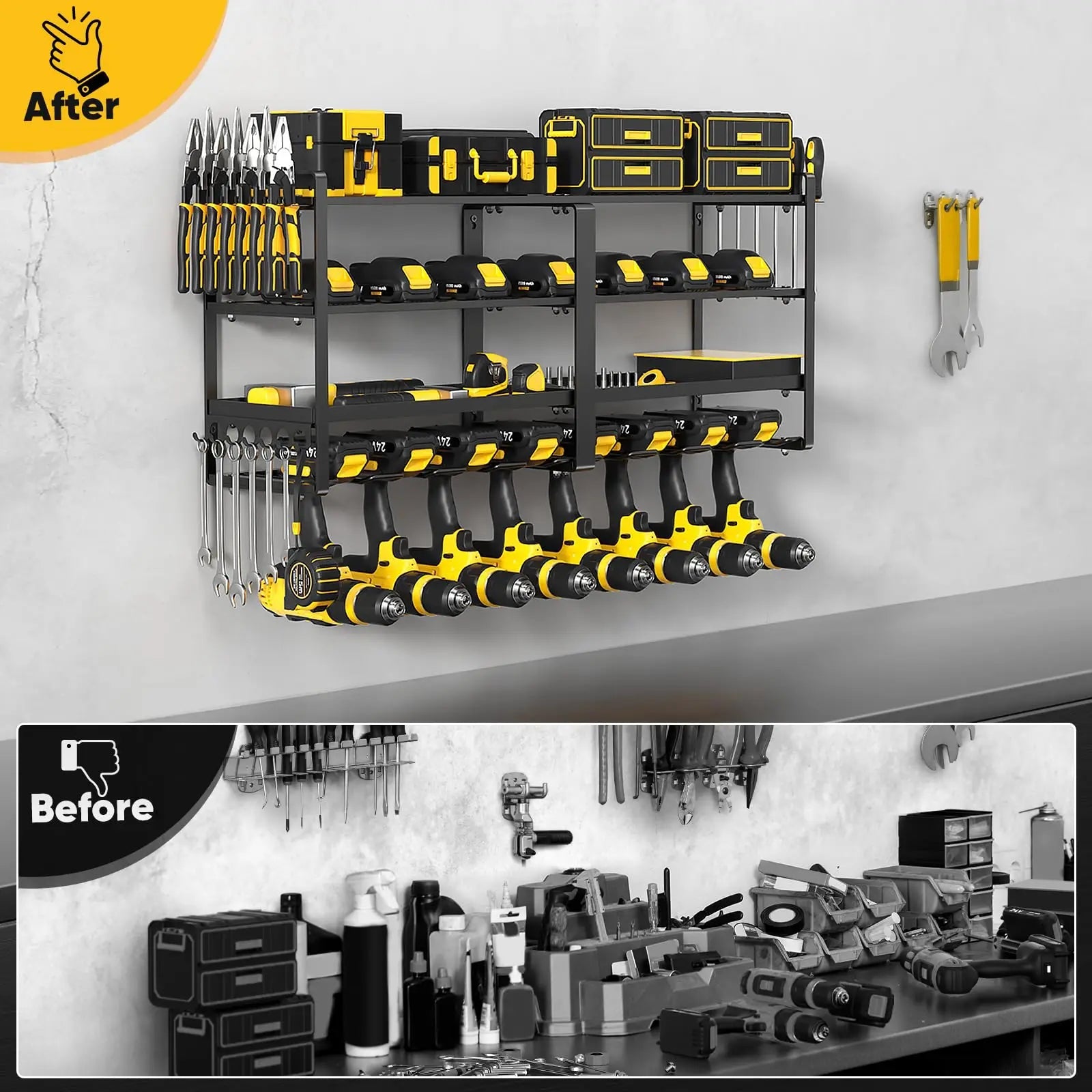 Power Tool Organizer Wall Mount, Extended Large Heavy Duty Drill Holder, 4 Layer Garage and Storage, Suitable Utility Racks - Good Gifts, Gurl