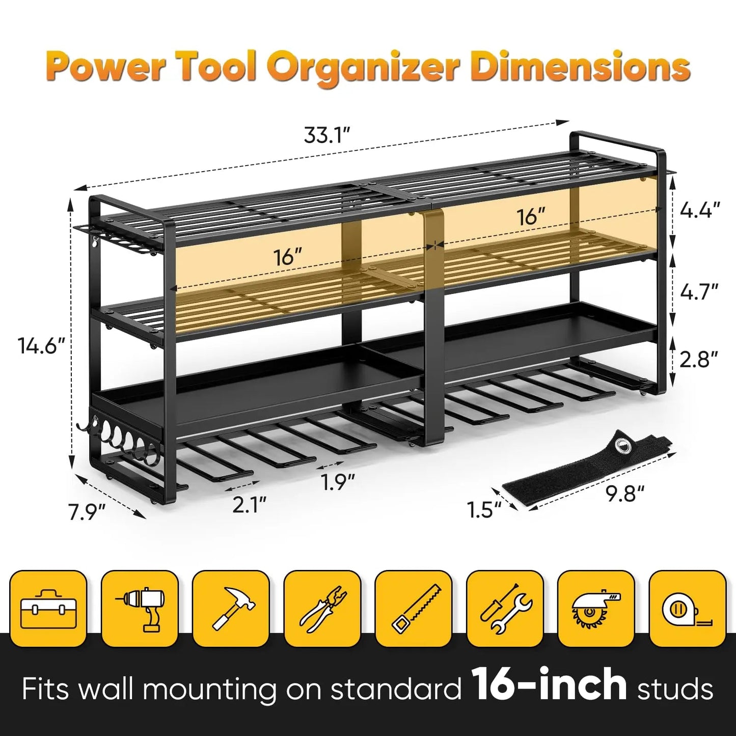 Power Tool Organizer Wall Mount, Extended Large Heavy Duty Drill Holder, 4 Layer Garage and Storage, Suitable Utility Racks - Good Gifts, Gurl