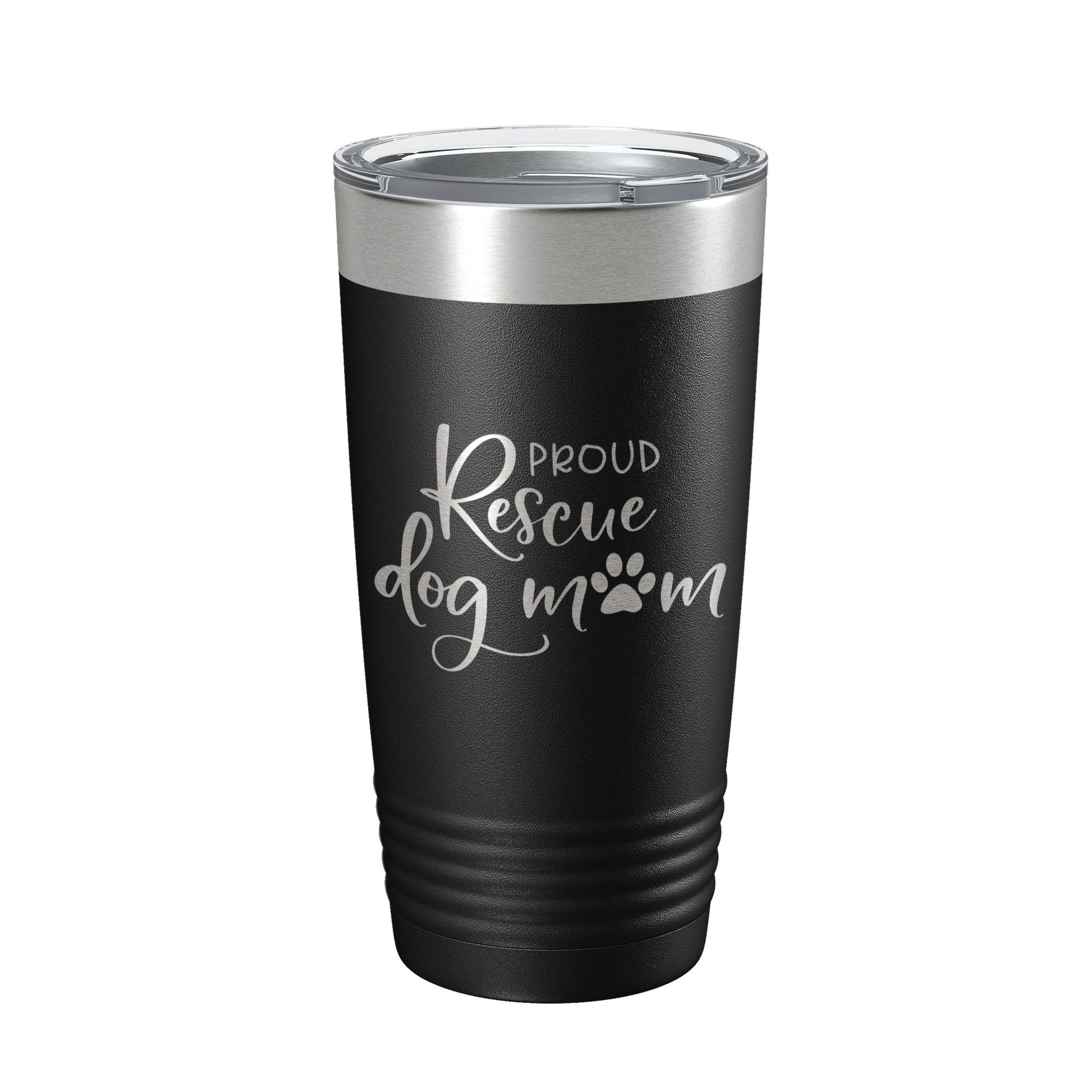Proud Rescue Mom Tumbler Dog Travel Mug Gift Insulated Laser Engraved Coffee Cup 20 oz - Good Gifts, Gurl