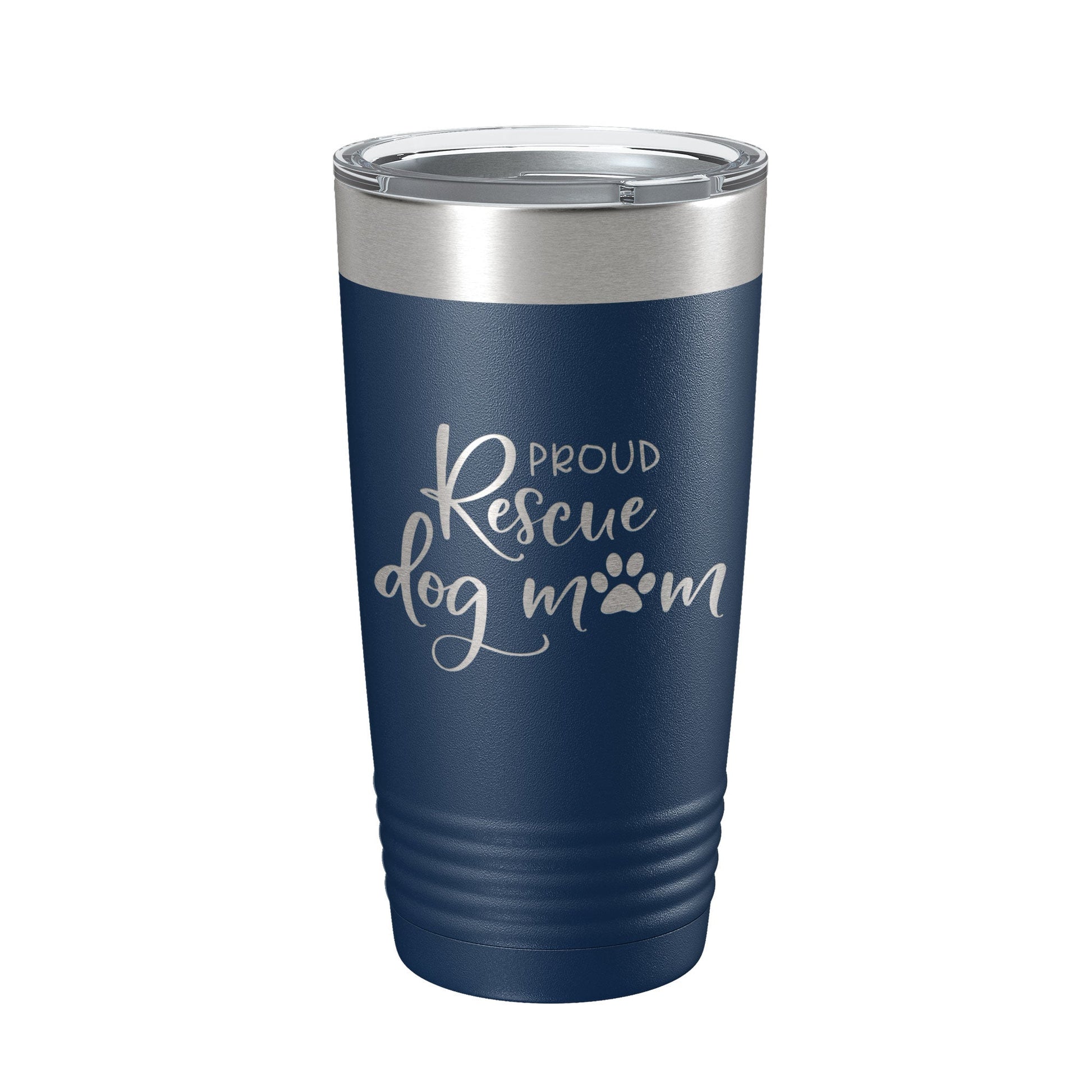 Proud Rescue Mom Tumbler Dog Travel Mug Gift Insulated Laser Engraved Coffee Cup 20 oz - Good Gifts, Gurl