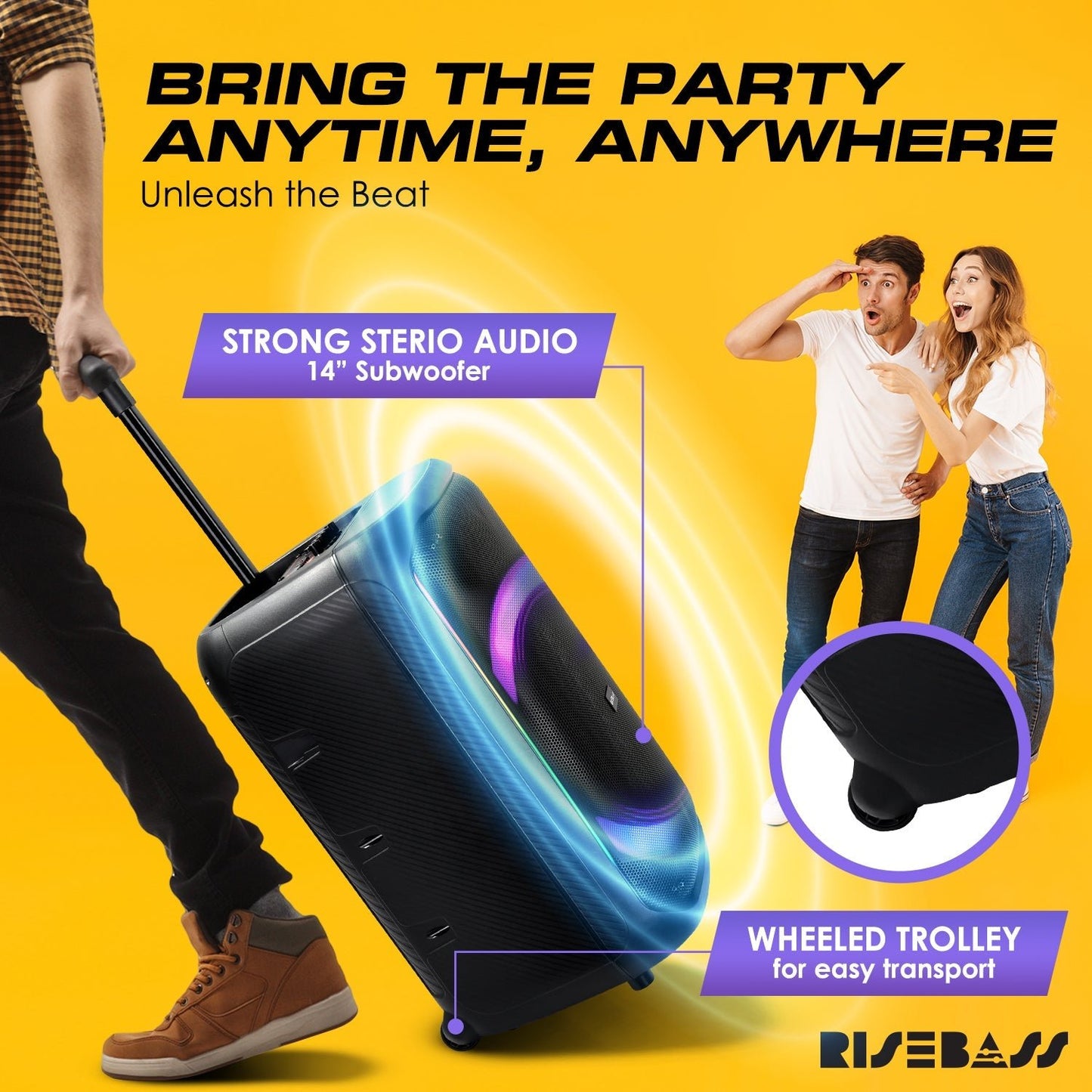 Risebass Trolley Speaker with 14” Subwoofer - Good Gifts, Gurl
