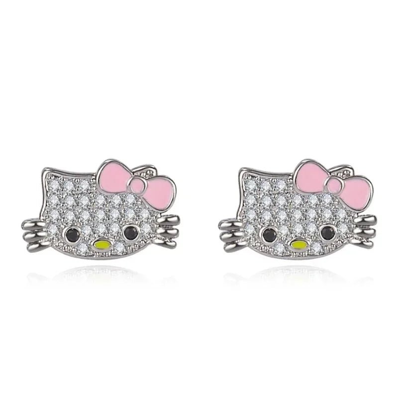 Sanrio Hello Kitty Jewelry Anime Figures Cartoon Alloyed Necklace Ring Stud Earrings Anime Merchandise Decoration Birthday Gifts - Good Gifts, Gurl