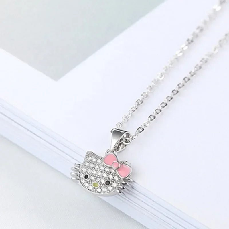 Sanrio Hello Kitty Jewelry Anime Figures Cartoon Alloyed Necklace Ring Stud Earrings Anime Merchandise Decoration Birthday Gifts - Good Gifts, Gurl