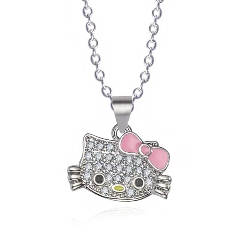 Sanrio Hello Kitty Jewelry Anime Figures Cartoon Alloyed Necklace Ring Stud Earrings Anime Merchandise Decoration Birthday Gifts - Good Gifts, Gurl