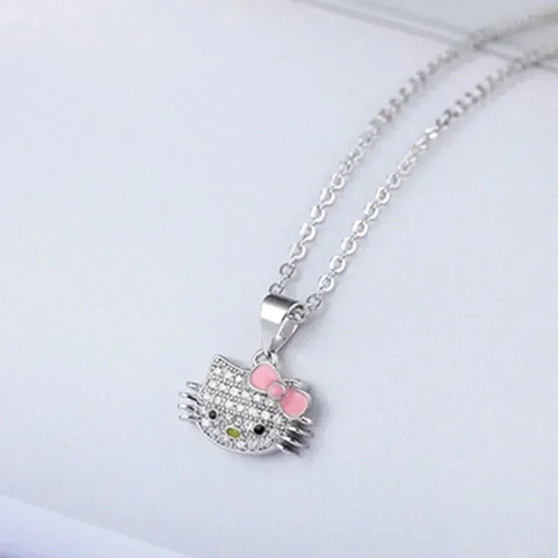 Sanrio Hello Kitty Jewelry Anime Figures Cartoon Alloyed Necklace Ring Stud Earrings Anime Merchandise Decoration Birthday Gifts - Good Gifts, Gurl