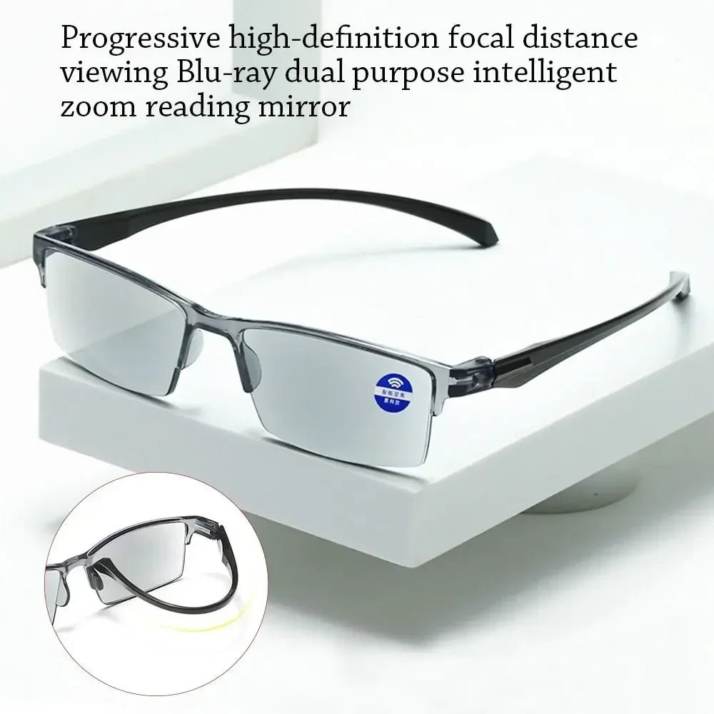 Smart Automatic Zoom Reading Glasses Anti Blue Ray Eyeglasses Autofocus Power Half - Rim Near Far Computer Glasses - Good Gifts, Gurl