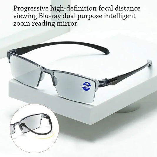Smart Automatic Zoom Reading Glasses Anti Blue Ray Eyeglasses Autofocus Power Half - Rim Near Far Computer Glasses - Good Gifts, Gurl