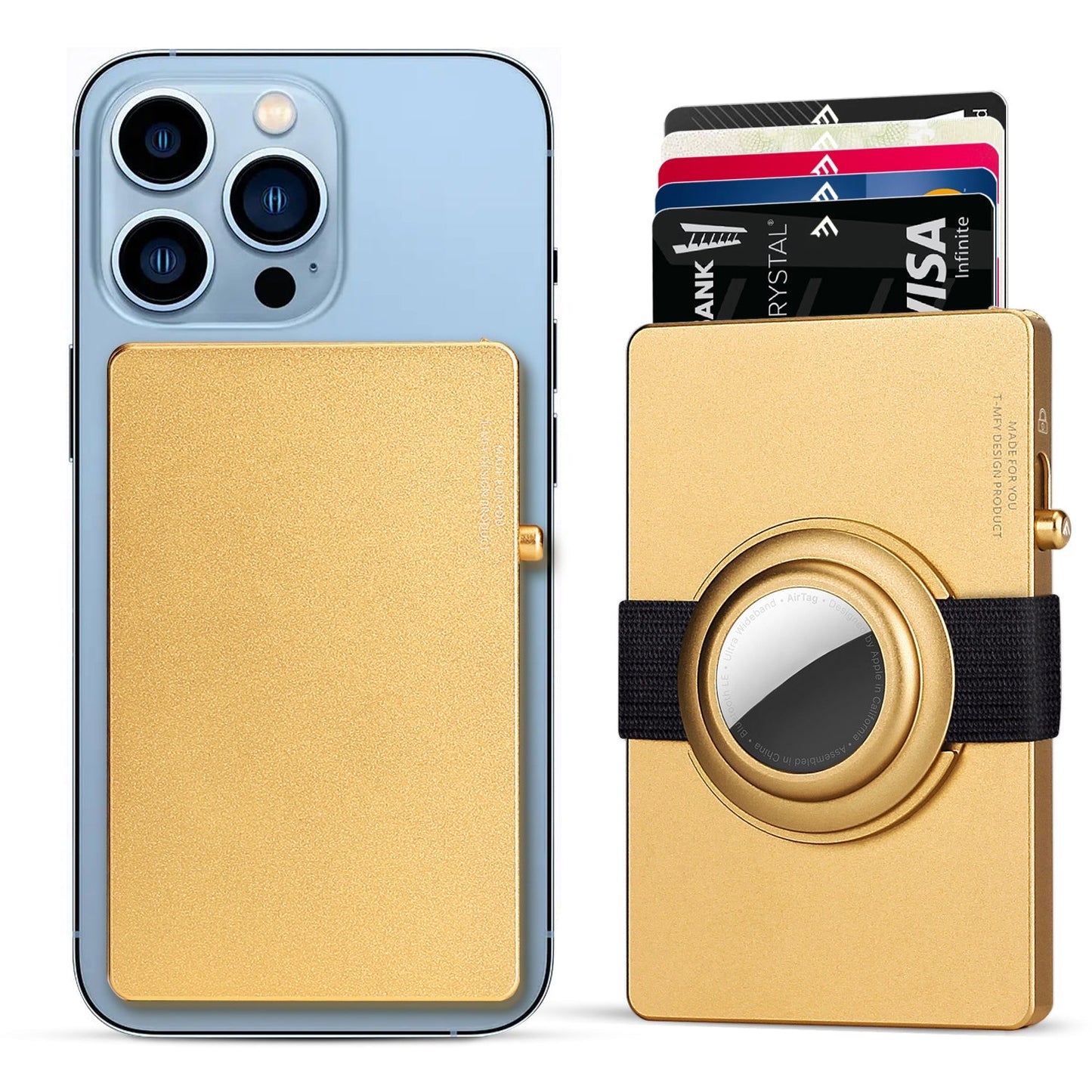 TOYFID All - Aluminum Pop Up Slide Rfid Slim Card Holder Wallet With Airtag Holder - Good Gifts, Gurl