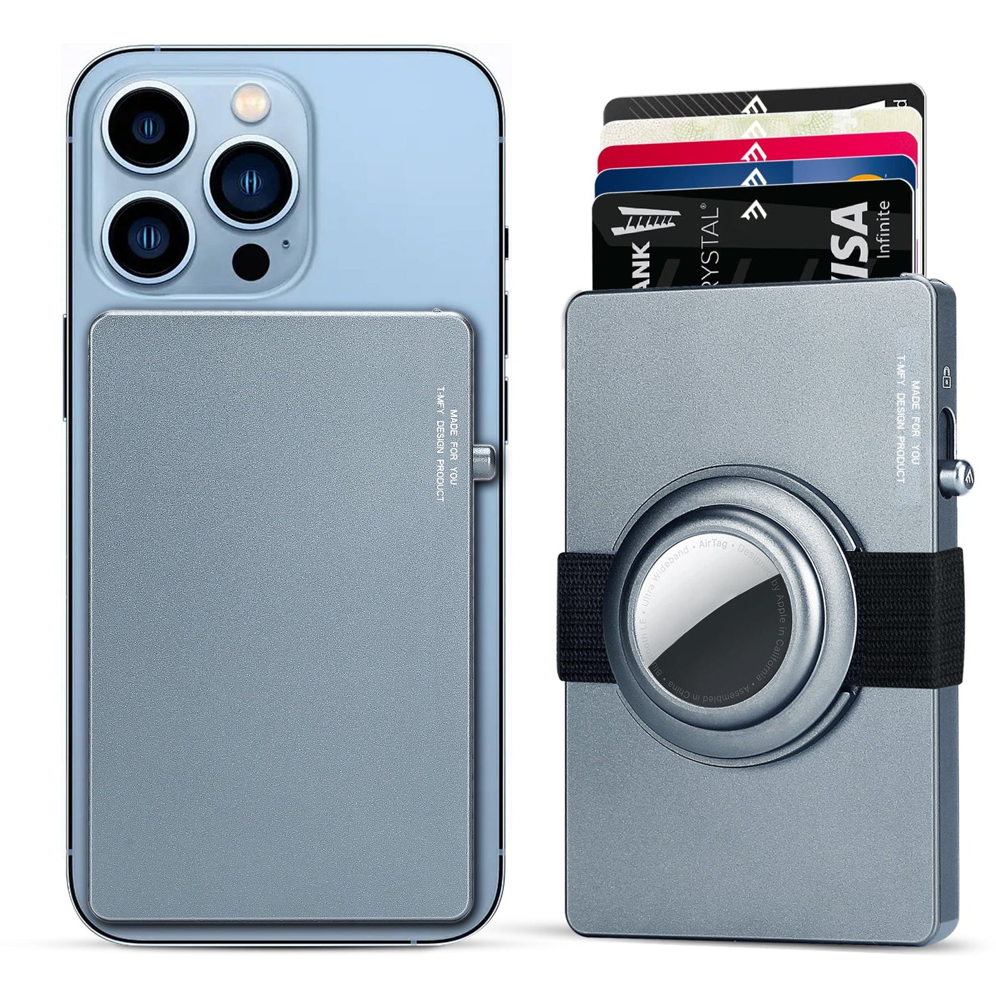 TOYFID All - Aluminum Pop Up Slide Rfid Slim Card Holder Wallet With Airtag Holder - Good Gifts, Gurl