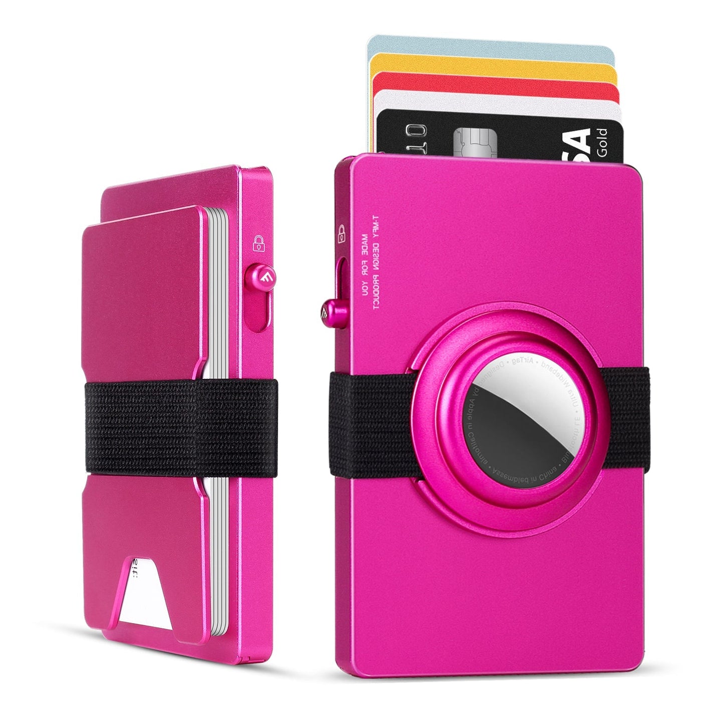 TOYFID All - Aluminum Pop Up Slide Rfid Slim Card Holder Wallet With Airtag Holder - Good Gifts, Gurl