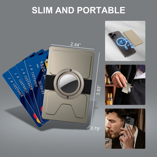 TOYFID All - Aluminum Pop Up Slide Rfid Slim Card Holder Wallet With Airtag Holder - Good Gifts, Gurl