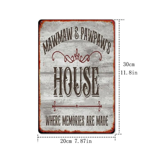 Vintage Metal Sign "Mamaw \u0026 Papaw's House" 8x12 Inches Rustic Wall Decor for Home, Bar, Garage, Cafe, Restaurant - Good Gifts, Gurl