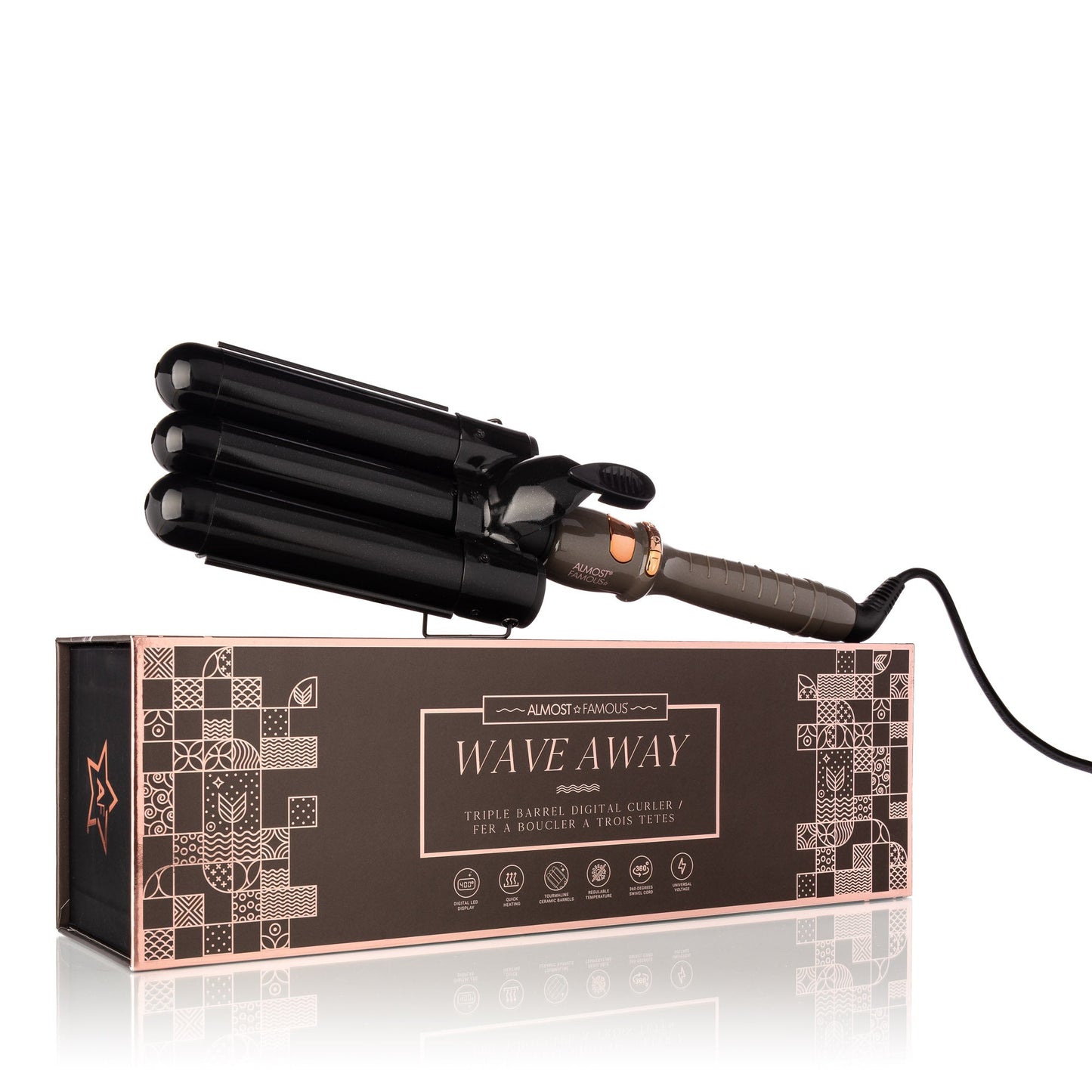 Wave Away Triple Barrel Curler with Tourmaline Ceramic Barrels - Good Gifts, Gurl