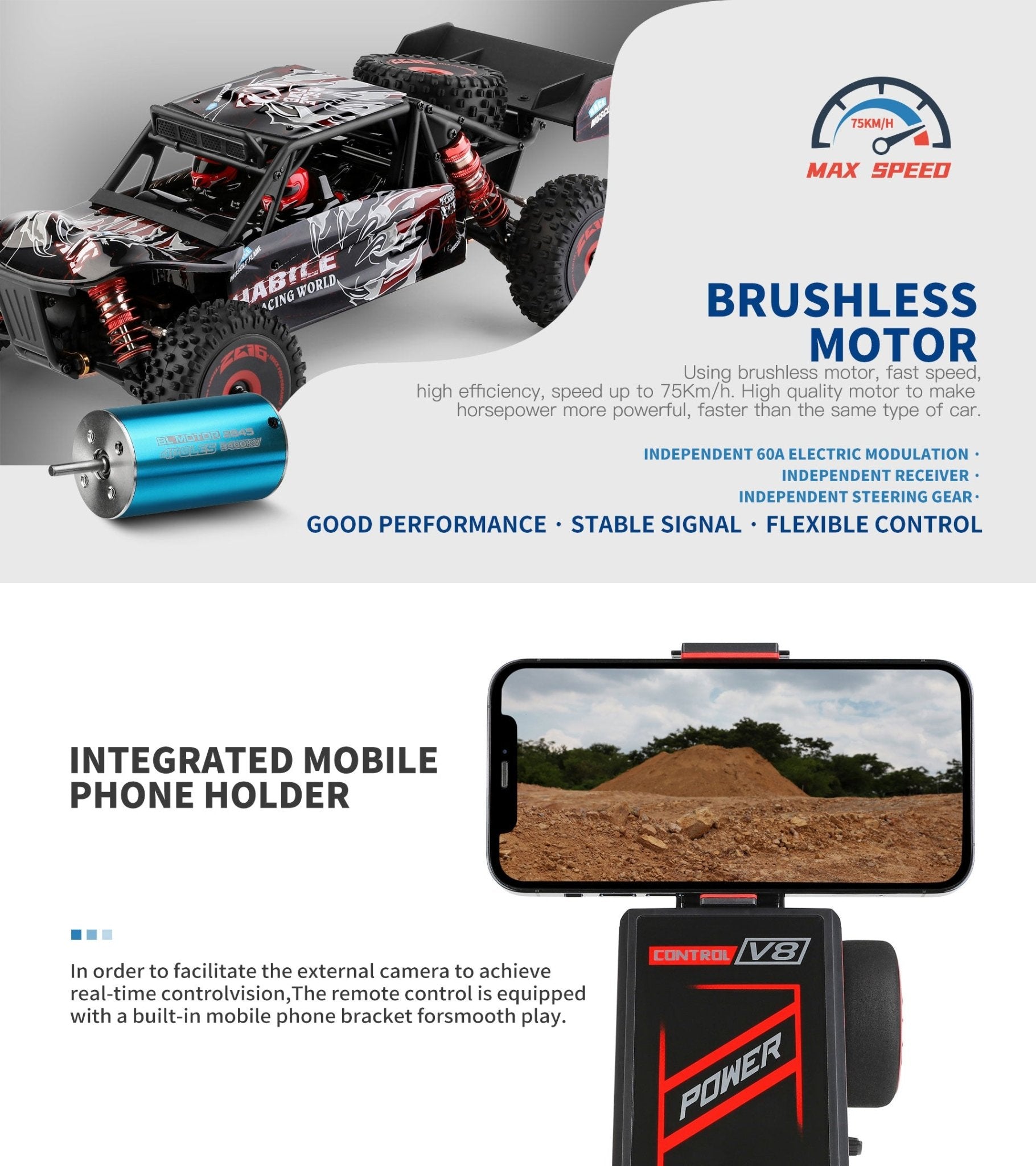 WLtoys 124016(V2) Fast RC Car, 1/12 Brushless RC Car with Independent ESC for Adults, 75km/h, Suitable for Outdoors and Gifts - Good Gifts, Gurl