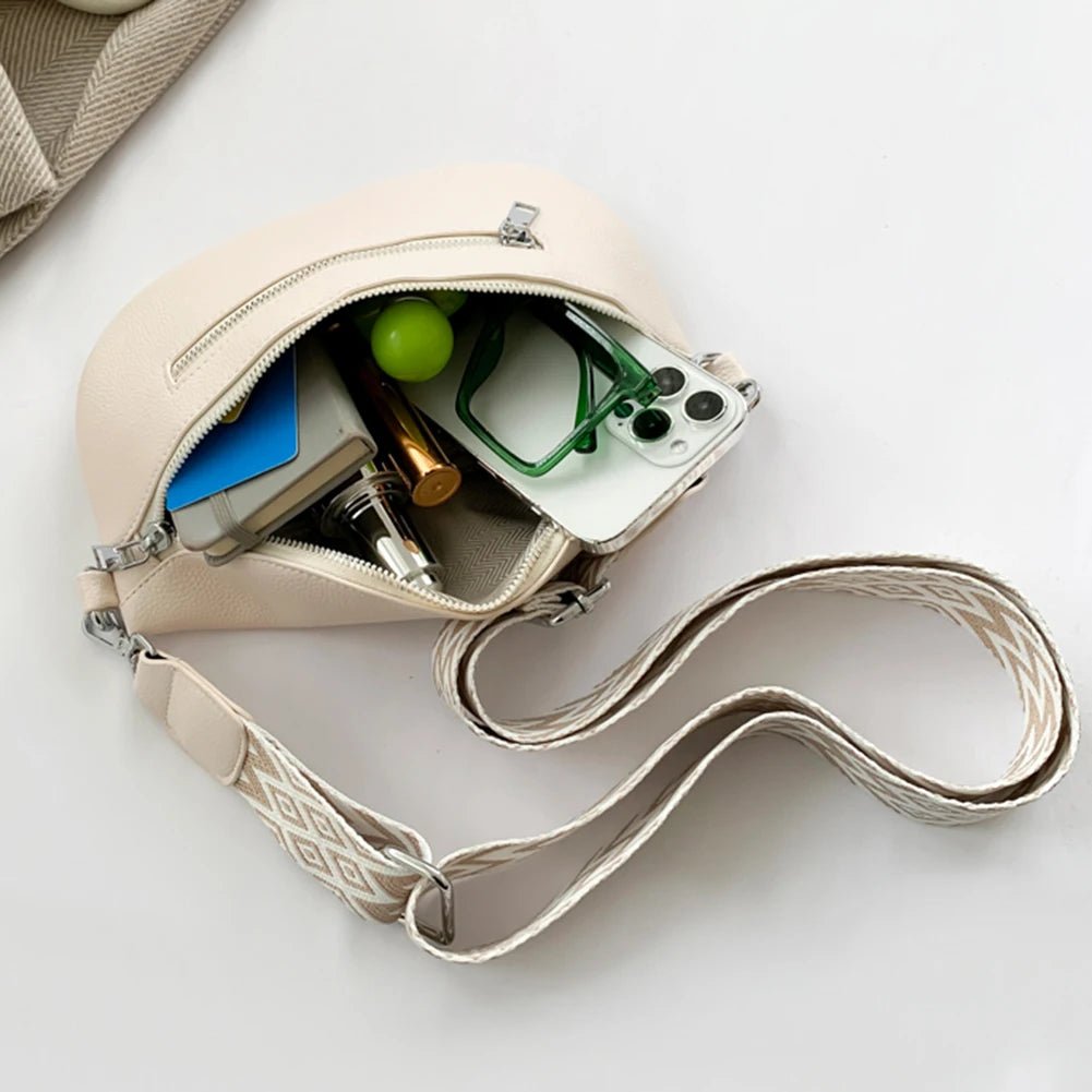 Women Stylish Crossbody Bag with Wide Strap Simple Shoulder Bag Multi - pocket Retro Belt Bag Travel Outdoor Bag - Good Gifts, Gurl
