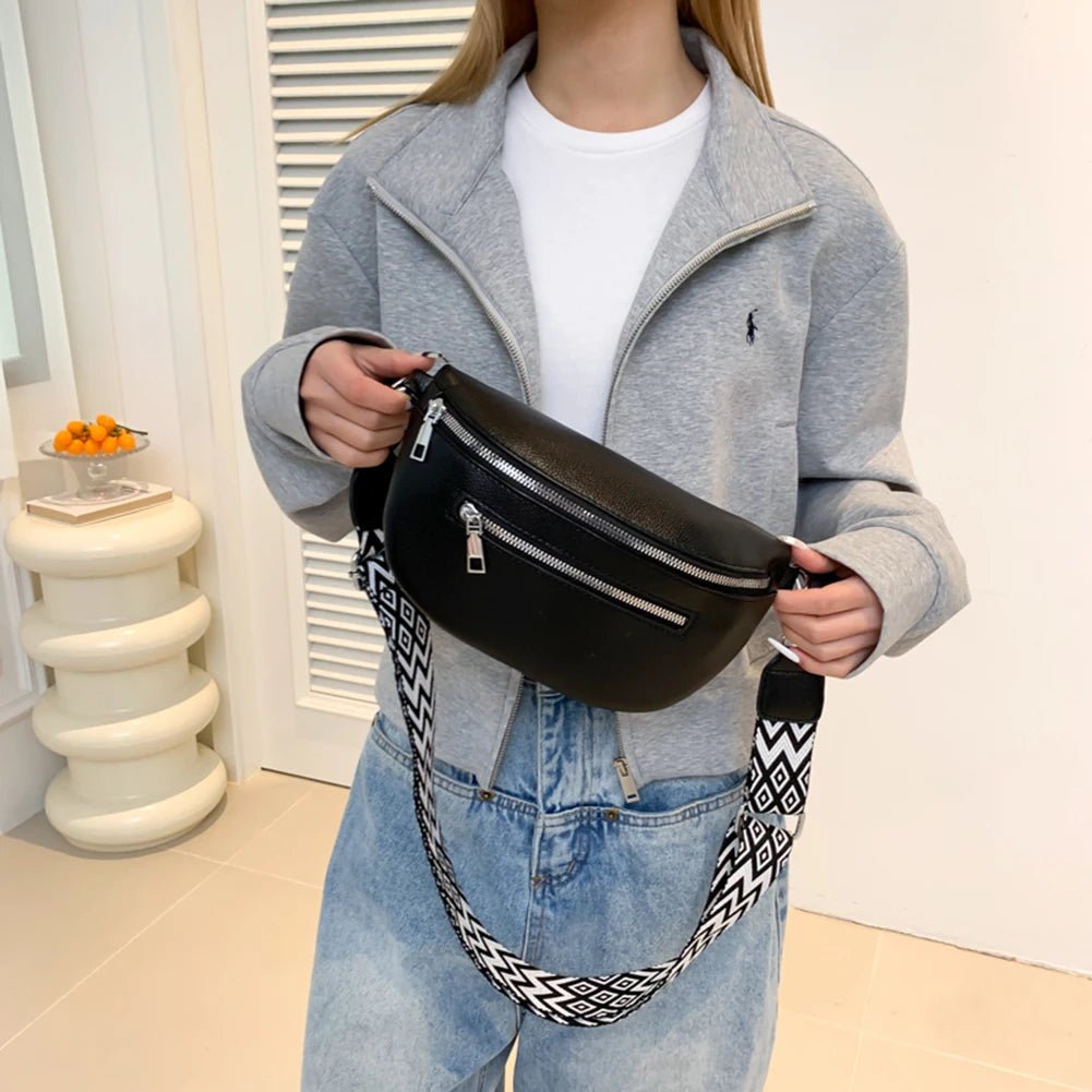 Women Stylish Crossbody Bag with Wide Strap Simple Shoulder Bag Multi - pocket Retro Belt Bag Travel Outdoor Bag - Good Gifts, Gurl