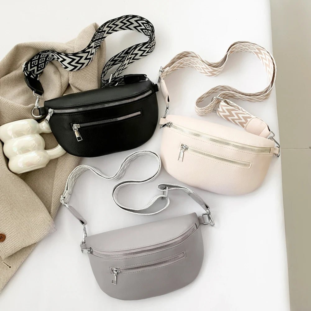 Women Stylish Crossbody Bag with Wide Strap Simple Shoulder Bag Multi - pocket Retro Belt Bag Travel Outdoor Bag - Good Gifts, Gurl