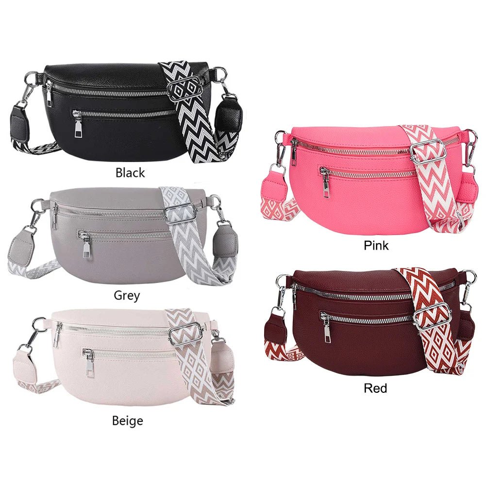 Women Stylish Crossbody Bag with Wide Strap Simple Shoulder Bag Multi - pocket Retro Belt Bag Travel Outdoor Bag - Good Gifts, Gurl
