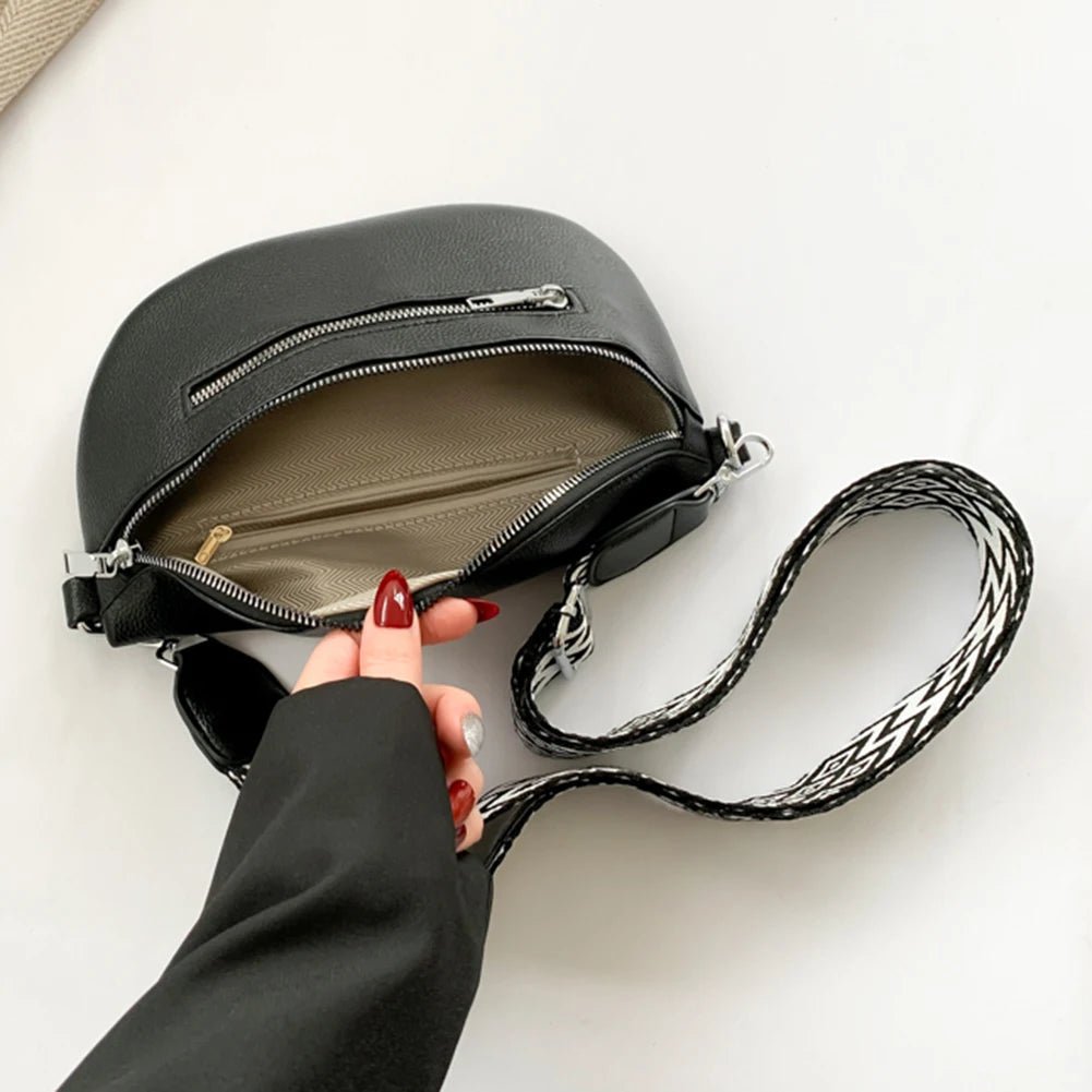 Women Stylish Crossbody Bag with Wide Strap Simple Shoulder Bag Multi - pocket Retro Belt Bag Travel Outdoor Bag - Good Gifts, Gurl