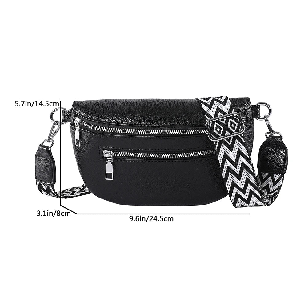 Women Stylish Crossbody Bag with Wide Strap Simple Shoulder Bag Multi - pocket Retro Belt Bag Travel Outdoor Bag - Good Gifts, Gurl