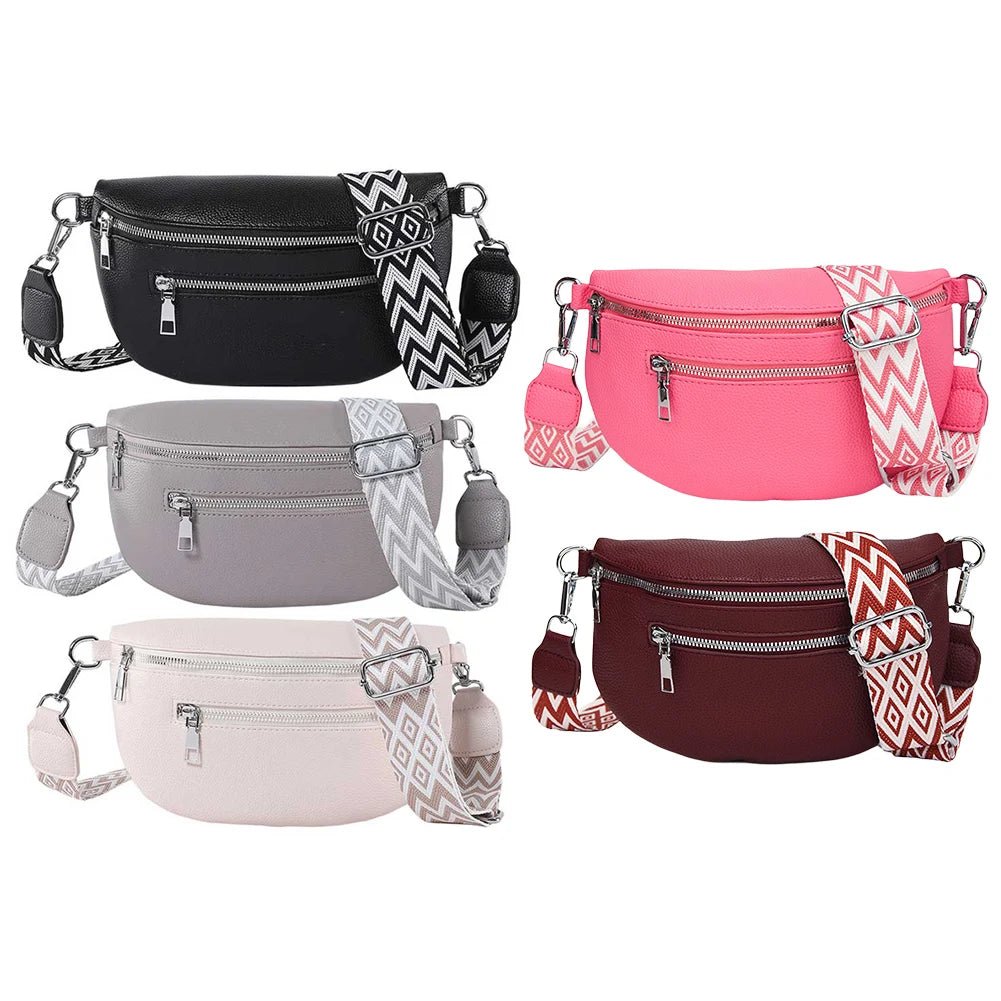 Women Stylish Crossbody Bag with Wide Strap Simple Shoulder Bag Multi - pocket Retro Belt Bag Travel Outdoor Bag - Good Gifts, Gurl