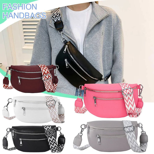 Women Stylish Crossbody Bag with Wide Strap Simple Shoulder Bag Multi - pocket Retro Belt Bag Travel Outdoor Bag - Good Gifts, Gurl